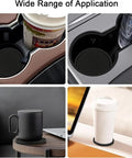Wide range of application for cup holders with rubber mats in various settings including cars, desks, and home use.