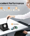 Two Size Round Button Punch Kit 58mm And 70mm for Cards Badges Photo Frames on table, showcasing sharp blades and ergonomic handle