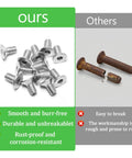 100 Pack M4x8mm 304 Stainless Steel Flat Head Socket Cap Screws With Full Thread Allen Drive Countersunk Bolts And Heavy Duty Corrosion Resistant Finish For Hardcore Diy And Home Repair Projects That Are Hella Built Tough comparison showing durable screws and rusty alternatives.