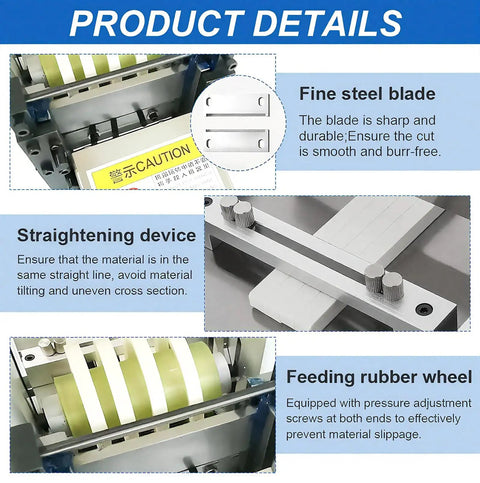 Automatic Heat Shrink Tube Cutting Machine For Cable Applications with fine blade, straightening device, and rubber feeding wheel.