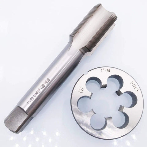 Right Hand 1 Inch 20 UNEF Tap And Die Set In HSS for Metalworking tool, showing precision threading details