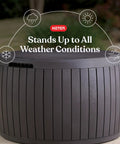 Versatile 37 Gallon Outdoor Deck Box That Doubles As An Ottoman Chair Or Side Table Brown Round Resin Storage Bench
