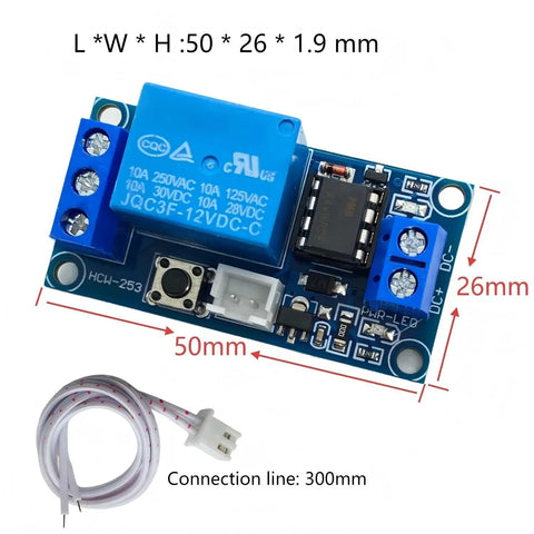 2 Pack 12V Single Bistable Self Locking Relay Module With Start Stop Button Kit For DIY Home And Industrial Projects Includes 2 Relays 300mm Wires And Screwdriver Compact 50x25.5x19mm Ready To Drop In And Control Your Devices. 50x26x19mm relay module with 300mm wire