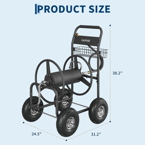Dimensions of Grab And Go Mobile Garden Hose Reel Cart With Wheels Holds Up To 300 Feet Of Five Eighth Inch Hose Heavy Duty Water Reel