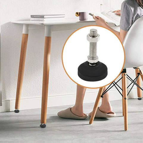 Set Of Four Swivel Furniture Leg Levelers With Adjustable Glide Feet For Tables, Chairs, Cabinets, Workbenches, And Shelving Racks - Easy Install, No Wobble, 1.9 Inch Base Diameter, M8 Thread Size, 1.9 Inch Thread Length, Includes T Nuts
