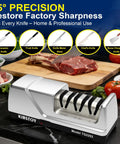 Electric Knife Sharpener 3 Stage Professional Kitchen Sharpening System with 100 Percent Diamond Abrasive on counter