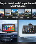 Wireless Portable 7 Inch Touchscreen Car Stereo With Bluetooth Voice Control HD 1080p Display Backup Camera GPS Navigation in car dashboard