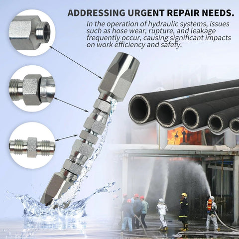 5-piece hydraulic hose field repair kit with metal reusable fittings for SAE 100R2/R16/R17/R19 hoses