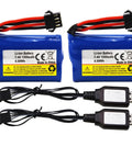 2 Pack 7.4V 1200mAh Li-ion RC Boat Battery With SM 4P Connector And USB Cable Replacement For HJ808 HJ823 2.4GHz Remote Boats