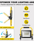 Ultra Bright 10000 Lumen Portable Work Light With Stand, 72 COB LEDs, 6500K Daylight, IP66 Waterproof For Indoor And Outdoor Jobs