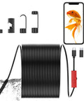 HD Endoscope Camera With Light For Android And iOS, 1920P Borescope With 8 Adjustable LEDs, Semi Rigid Inspection Scope, IP68 Waterproof Drain Camera, 16.4Ft Cable, Ideal For Pipes, Engines, And Tight Spaces with Android and iOS adapters