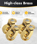 Heavy Duty Brass Casters Set Of Four With Rock Solid Dual Bearings And Sweet Gliding Mobility For Vintage Furniture Moving Easy On Wood Floors Without Scratches Includes Simple Plug And Play Mounting Kit For Tables And Workbenches, showcasing high-quality brass construction.