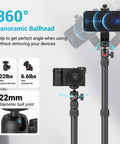 360-degree panoramic ball head on Desktop Camera Mount Stand 15 To 35 Inches with 1/4 inch ball head and C clamp for photoshoot gear