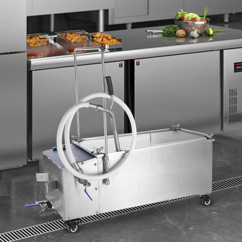 Heavy Duty Mobile Fryer Oil Filter Machine Featuring High Performance Pump Assembly crafted from stainless steel for commercial kitchens.