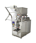 Automatic Paste And Liquid Filling Sealing Machine With Horizontal Mixing Hopper For Chili Sauce And Juice 30 To 300 Ml Bottle Filler side view with stainless steel hopper
