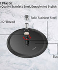 Matte Black 16 Inch Round Stainless Steel Rain Shower Head With High Pressure Flow 304 Stainless Construction view from above