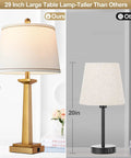 Gold 29 Inch Table Lamps Set of 2 for Living Room compared with 20-inch lamp, highlighting size difference