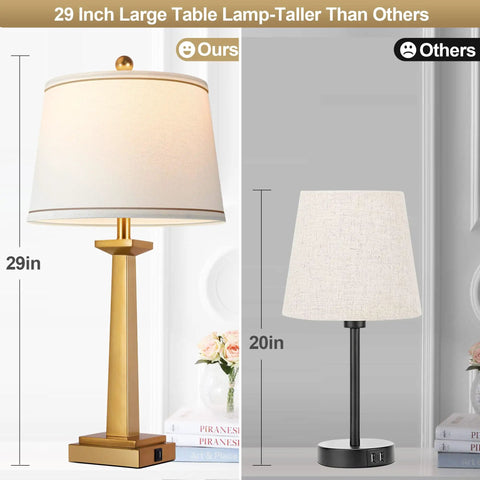Gold 29 Inch Table Lamps Set of 2 for Living Room compared with 20-inch lamp, highlighting size difference