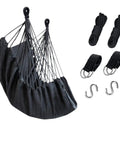 Outdoor Hanging Hammock Chair For Porch And Tree Swing Large 110 By 130 Cm Cotton Rope Seat 330 Lbs Weight Capacity Dark Gray