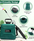 Battery Powered Garden Sprayer 2 Gallon With USB Rechargeable Handle Three Mist Nozzles For Fine To Coarse Coverage Retractable Wand