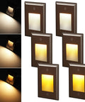 6 Pack 3CCT LED Step Lights Vertical Stair Lights Zinc Alloy White IP65 120V 277V Indoor Outdoor Use