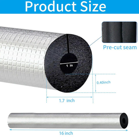 1 Inch Inner Diameter Foam Pipe Insulation Kit With Self Adhesive Heat Tape 20 Piece Water Pipe Wraps product size details