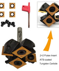 Slab Surfacing Router Bit With One Quarter Inch Shank And One And A Half Inch Cutting Diameter Two Plus Two Flutes ATS Coated Carbide Inserts