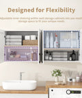 Works Like A Charm Farmhouse Wall Cabinet With Four Soft Close Barn Doors And Three Adjustable Shelves Solid Choice For Laundry Organization Or Bath Storage In Clean White Wood Grain showing adjustable shelves and organized storage.