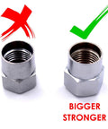 Comparison of two brass tire valve caps, highlighting the chrome flat top brass tire valve caps with rubber seal for cars SUVs bikes trucks and motorcycles