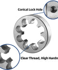 M45X3 Right Hand Round Threading Die For External Threads showing conical lock hole and clear thread details