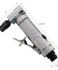 Heavy Duty Pneumatic Angle Die Grinder With Smooth Ball Bearing Drive And 90 Degree Swivel Head, compact aluminum design.
