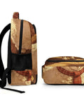 Side view of Scarf Sheep Printed Unisex Backpack With Large Capacity Everyday Daypack Built From Breathable Polyester Durable Zipper