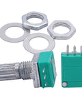 Ten Pack 10K Potentiometer Kit With Knurled Shaft, Top Adjustment, Three Pin Rotary Linear Potentiometer RK097N-3-10K Style