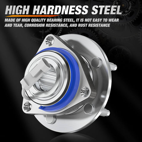 High hardness steel single front wheel hub and bearing assembly w/ ABS, speed sensor included, fits Chevy Impala 2000-2011