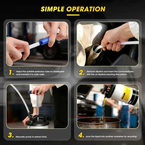 Versatile 6.5L Oil Extractor Pump With Dual Pneumatic And Manual Modes in use for automotive fluid extraction