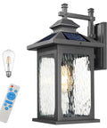 Luminzone Outdoor Light Fixtures Wall Mount Solar Lantern, Vintage Dusk to Dawn Wall Sconce with Remote Control & LED Bulb, 18'' solar lantern.