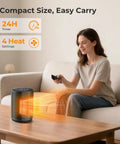 Fast Heat Desk Heater With Remote 1500W Ceramic PTC Tiny But Mighty Space Heater For Office Or Bedroom in use on a table