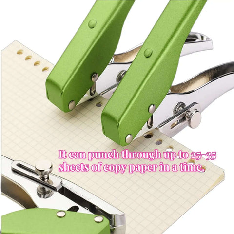 Heavy Duty Single Hole Punch Handheld Paper Punch For Cards Tags Scrapbooks And Crafts Five Sixteenth Inch Eight Millimeter Hole Size, shown punching paper
