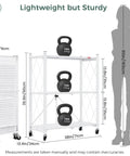Three Tier Foldable Storage Shelves With Wheels No Assembly Rolling Cart For Kitchen Garage Basement And Pantry White Freestanding Metal Wire Rack To Tame Clutter And Move It Easily, 28x13.4x35.6 in