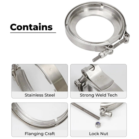 5 To 4 Inch T6 Flange Exhaust Reducer Clamp V Band Kit Stainless Steel Durable Turbo Piping For S400 S400SXE S475 S480