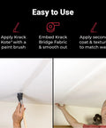 Applying Krack Kote Drywall Repair Kit with acrylic emulsion and polyester mesh patch for cracks in walls and ceilings by DIY method.