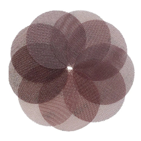 Grab These Fafeicy 50 Pc Mesh Sanding Discs For Drywall That Are Dustless And Non Clogging With 120 Grit To Smack Out Smooth Finishes Without The Messy Cleanup Hassle On Paint And Filler Fast - 5 inch mesh sanding discs in a layered design.
