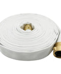 Heavy Duty Lay Flat Fire Hose 1.5 Inch By 100 Feet White Backwash And Discharge Hose With Brass NPSH NPT Connectors
