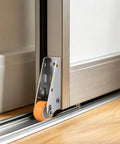 Kickass Heavy Duty Door Support Wheel Anti Sag Silent Roller For Interior Sliding Doors with orange wheel and metal bracket.