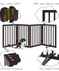 Freestanding Foldable 4 Panel Dog Gate Extra Wide For Indoor Doorways And Stairs 24 Inch Height With Support Feet Included Stylish MDF Pet Gate For Home Easy To Use And Tidy with close-ups of hinges, feet, and material details.