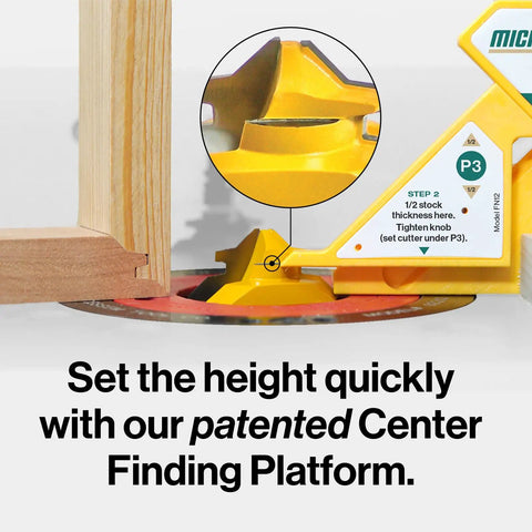 Grab This Knockout Lock Miter Router Bit For Flawless Woodworking Joints With Zero Sweat Setup And A Pro Grade Half Inch Shank That Guarantees Dead On Cabinet Alignment Every Single Project, showing the Center Finding Platform adjustment.