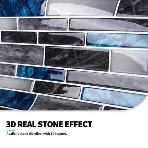 Close-up of DIY Friendly Peel And Stick Kitchen Backsplash Tiles 12x12 Inch Marble Brown 3D Self Adhesive Wall Tiles