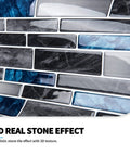 Close-up of DIY Friendly Ten Sheets Peel And Stick Backsplash Tiles Set 12 By 12 Self Adhesive 3D Marble Mosaic texture