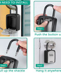 Key Safe Box For Home And Outdoors With 4 Digit Combination Locks, Waterproof, showing removable shackle and easy setup.