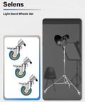 Professional Light Stand Wheels Set 0.9 Inch 22mm Diameter Swivel Casters With Rubber Wheels and Foot Brake for Photography Stands